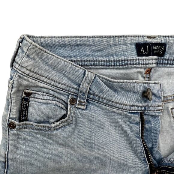Pre-loved AJ Armani Jeans Women Washed Denim Jeans Straight Leg Pants US 26 - Picture 6 of 13